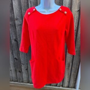 Boden Red Tunic with Shoulder Buttons‎